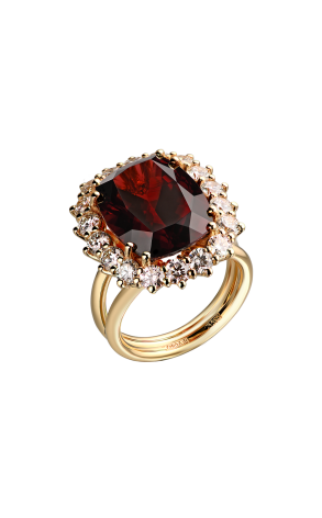 Кольцо  в стиле Dolce & Gabbana Heritage Garnet & Diamonds & Yellow Gold (41028)