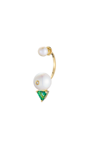 Серьги DELFINA DELETTREZ Handroid Yellow gold &Topaz & Diamond & Pearl HND5002.A (43316)
