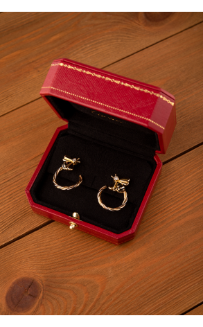 Серьги Cartier Vintage Tricolor Gold Bumble Bee Hoop Earrings (24281) №2