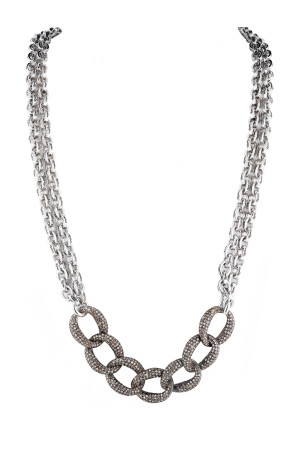 Колье Loree Rodkin Silver & Diamond long multi chain necklace (37898)