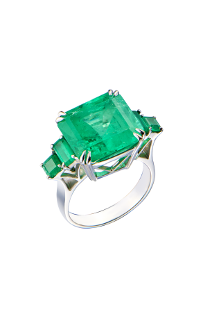 Кольцо  COLOMBIA EMERALD 15,00 ct Intense Slightly Bluish Green/VS (43198)