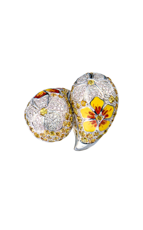 Кольцо Alfieri & St. John White Gold & Diamond & Sapphire & Enamel Flower Ring (43544) №2