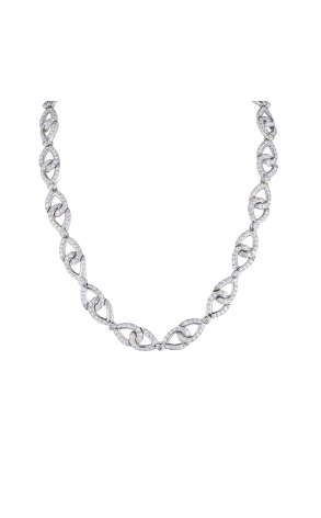 Колье Tiffany & Co Platinum Pavé Diamond Interlock Bow Necklace (42786)