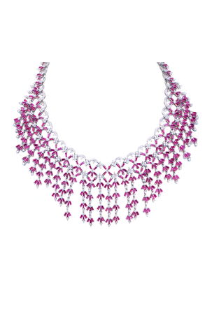 Колье  34,45 Purple Sapphires & 11,1 ct Round Cut Diamonds in Platinum & Gold (41735) №2