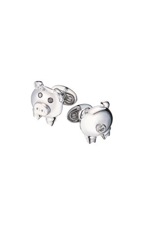 Запонки De grisogono Pig White Gold & Black Diamonds 70048/05 (43434)