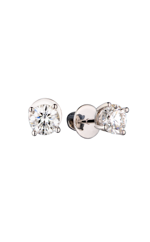 Пусеты ЭПЛ Якутские Бриллианты 0,75 F/VS2 - 0.73 F/VS2 Round Cut Diamonds (41115)