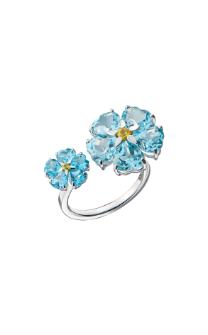 Кольцо  White Gold & Topaz Flower (42077)