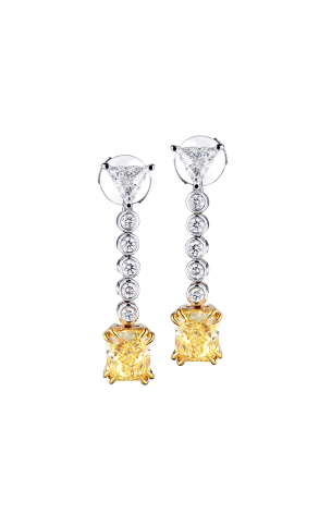 Серьги GIA 1,63 ct - 1.59 ct Natural Fancy Yellow/VS2 Radiant Cut Diamond (40665)