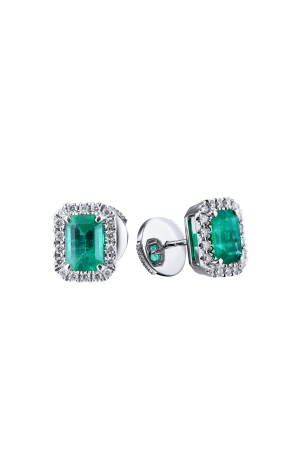 Пусеты DeRosa Emeralds Green Zambia 1.42 ct & 0.29 ct Diamonds E4161708 (37278)