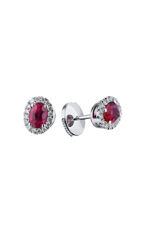 Пусеты DeRosa 1,57 ct Oval Rubies Intense Red Mozambique & 0.25 ct Diamonds E3831831 (37281)