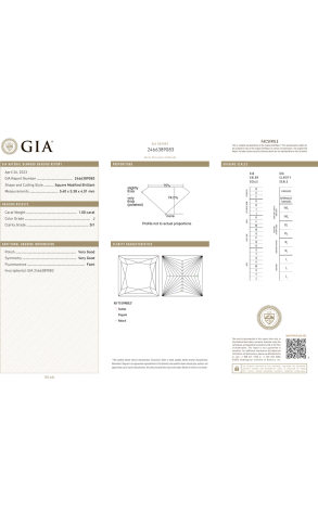 Кольцо GIA Princess Cut 1,00 ct J/SI1 White Gold (37483) №2
