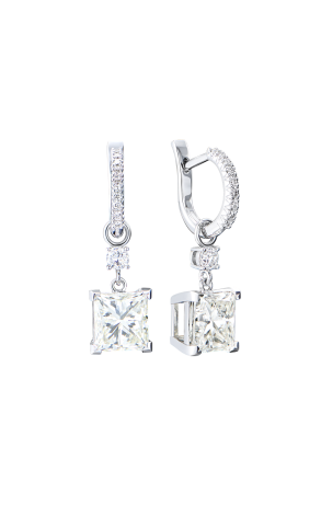 Серьги  3,00 ct K/VS1 - 3,00 ct K/VS2 Princess Cut Diamonds & White Gold (43189)