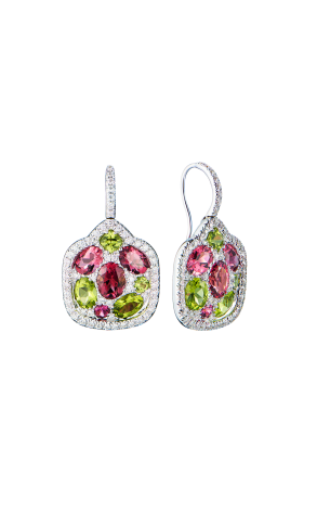 Серьги Hour Passion Jewellery White Gold & Tourmaline & Peridot & Diamond (42450)