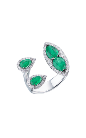 Кольцо Yanush Gioielli Natural Pear shape Emerald & Diamonds YR31355WEM (40305)