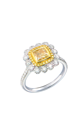 Кольцо GIA 1,08 ct Fancy Light Yellow/VS1 Cushion Cut & White Gold (43210)