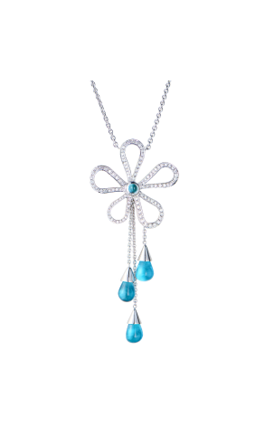 Подвеска  White Gold Diamond Topaz Lolite Flower (41836)