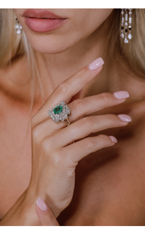 Кольцо  с изумрудом 2,80 ct Light Bluish Green и бриллиантами (38245) №3