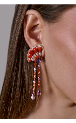 Серьги  Peacock Collection Coral & Amethyst & Topaz & Diamond (41870) №3
