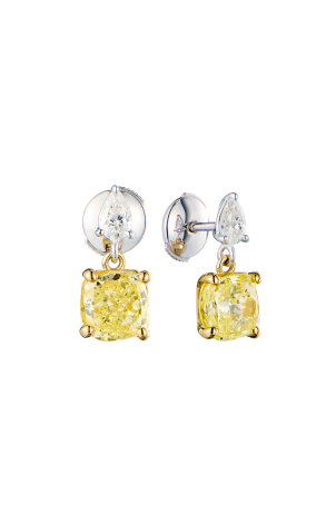 Серьги  2,15 ct - 2,20 ct Natural Fancy Yellow/VS2 Radiant Cut Diamond (43571)