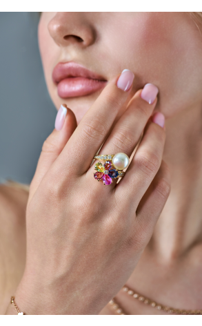 Кольцо Bvlgari Contraire Sapphire Flower & Pearl AN853428 (40688) №2