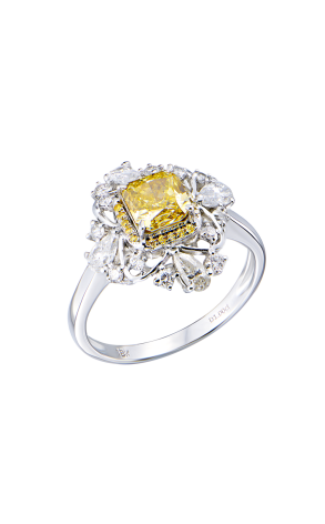 Кольцо GIA 1,00 ct Fancy Brownish Yellow/SI2 Radiant Cut & White Gold (43195)