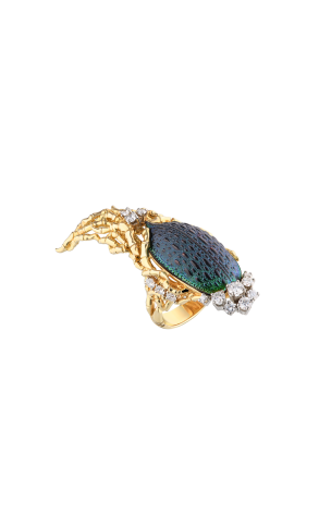Кольцо Gilbert Albert Scarabey beetle shell & Yellow Gold & Diamonds (40719)