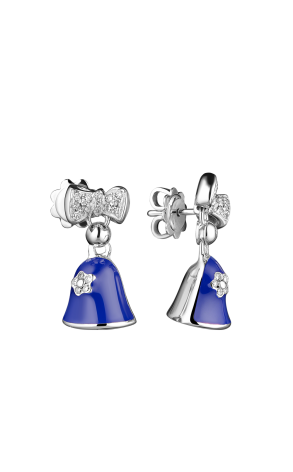 Серьги Aaron Basha Blue Enamel Bell & Diamond Bow (37071)