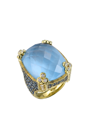 Кольцо Judith Ripka Monaco Cushion Cut Blue Quartz & Diamond & Topaz (43545)