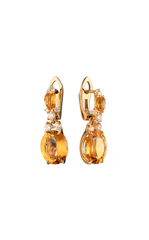 Серьги Maxim Demidov 8,14 ct Brazilian Citrine & Diamonds & Yellow Gold (40822)