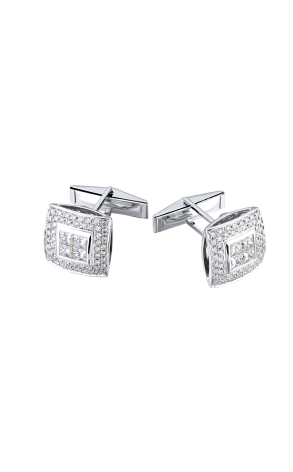 Запонки  1,92 ct Princess & Round Cut Diamonds White Gold (40495)