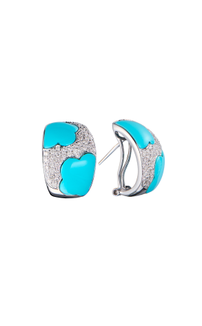 Серьги  White Gold & Turquoise & Diamonds (43333)