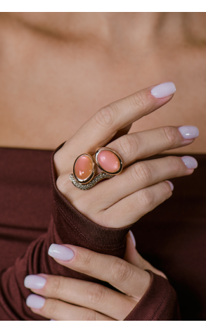 Кольцо  Rose Gold & Diamonds & Moonstone (41291) №2