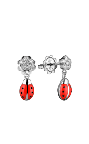 Серьги Aaron Basha Diamond Flower Ladybug Hanging Earrings LBE101R (37065)