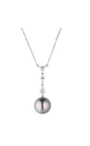 Подвеска Mikimoto 12 мм Black South Sea Pearl & White Gold (41160)