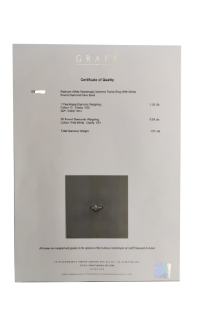 Кольцо GRAFF 1,02 ct G/VS2 Pearshape Diamond Flame GR (37758) №2