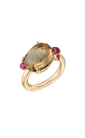 Кольцо Pomellato Bahia Collection Pink Gold & smoked quartz & ruby A.B002P07QFR (41742)