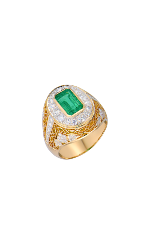 Кольцо Vasily Konovalenko 2,66 ct Emerald & 1,27 ct Diamonds in Yellow Gold (42014)