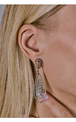 Серьги  1,06 ct Cognac & White Diamonds & Gold (41277) №2