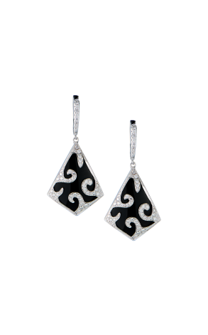 Серьги  White Gold & Diamond & Onyx (43376)