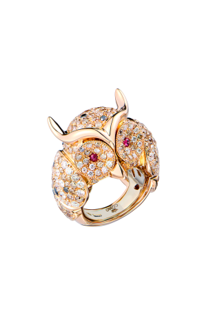 Кольцо Como Milano Owl Rose Gold & Diamonds (42666)