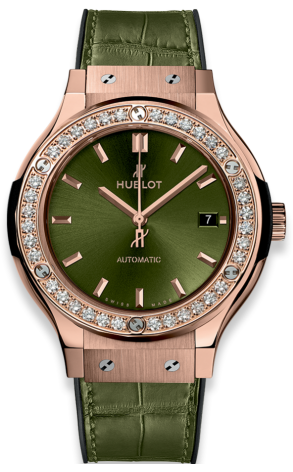 Часы Hublot Classic Fusion Green King Gold Diamonds 38 mm 565.OX.8980.LR.1204 (36974)
