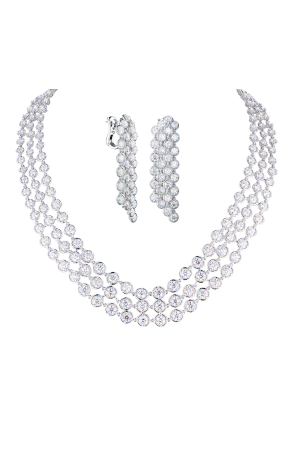 Комплект  в стиле Van Cleef & Arpels Palmyre 31,08 ct Round Cut Diamonds & White Gold (42079)