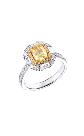 Кольцо GIA 1,00 ct Fancy Light Yellow/VS1 Cushion Cut & White Gold (43218)