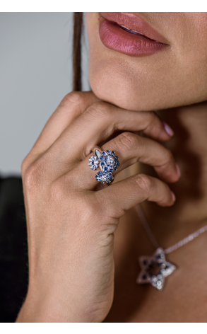 Кольцо Mario Panelli Flower Blue Sapphire & Diamonds & White Gold (41589) №3