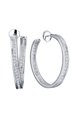 Серьги Cartier White Gold Diamond Hoop Earrings (35742)