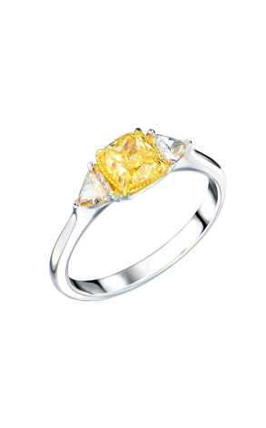 Кольцо GIA 1,00 ct Fancy Yellow/SI2 Cushion Cut & White Gold (42979)