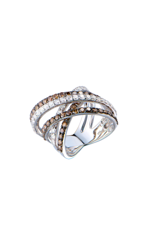 Кольцо  2,87 ct White & Brown Round Cut Diamonds & White Gold (43548)