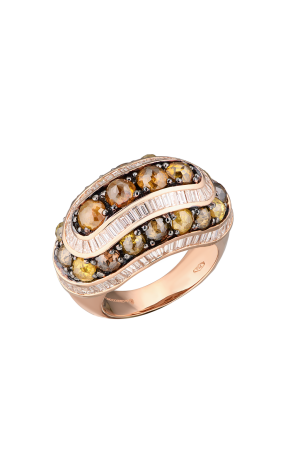 Кольцо  White Baguette Diamonds & Yellow & Brown old cut Diamonds (40536)