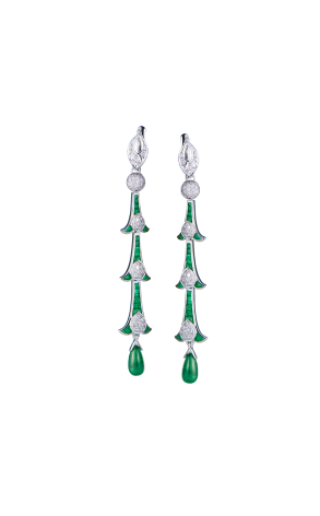 Серьги  Natural Emeralds & Diamonds & White Gold (42330)