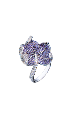 Кольцо Parla Fine Jewellery Purple Amethysts Leaf and White Diamonds (42596)